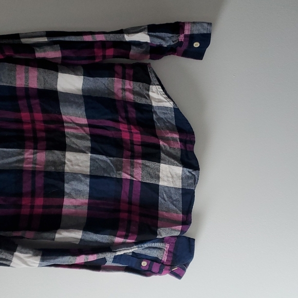 AEROPOSTALE- Navy/White/Pink Long Sleeve Flannel Shirt - Size S - Picture 10 of 10